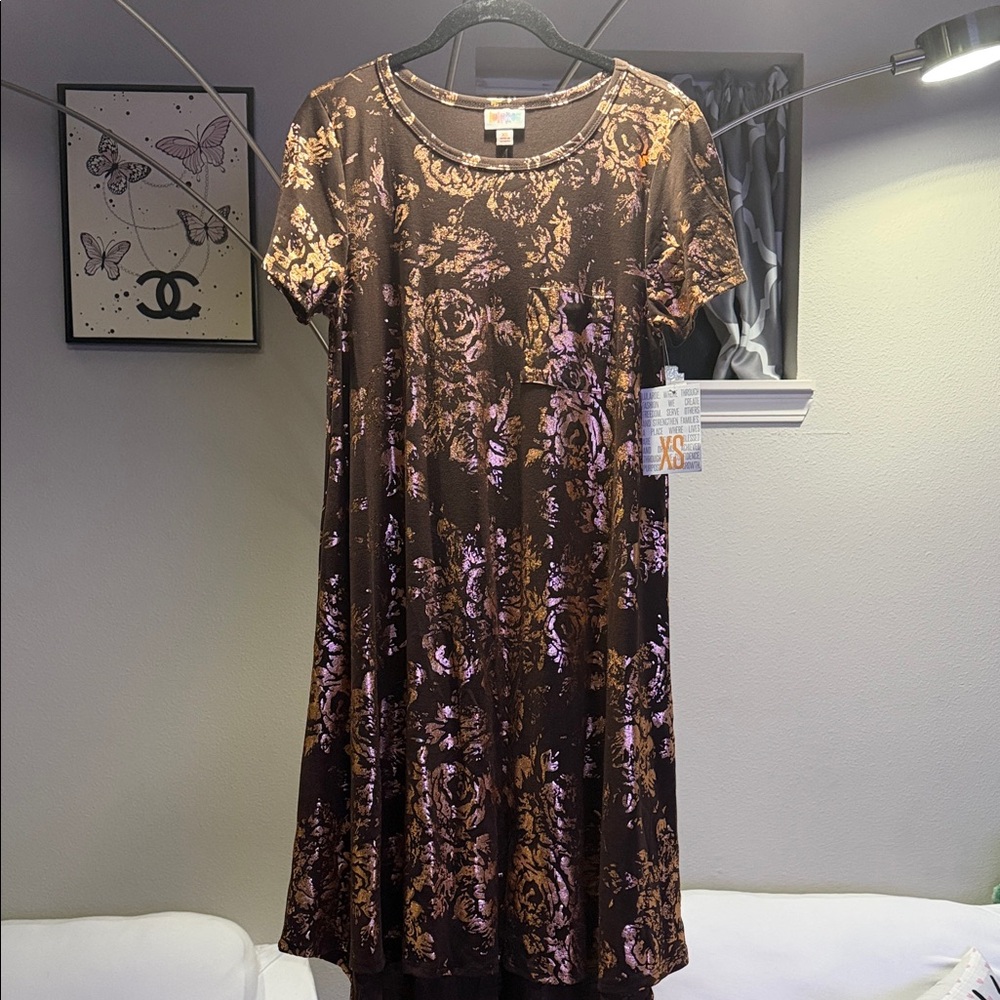 Floral Brown and Purple Women's Dress